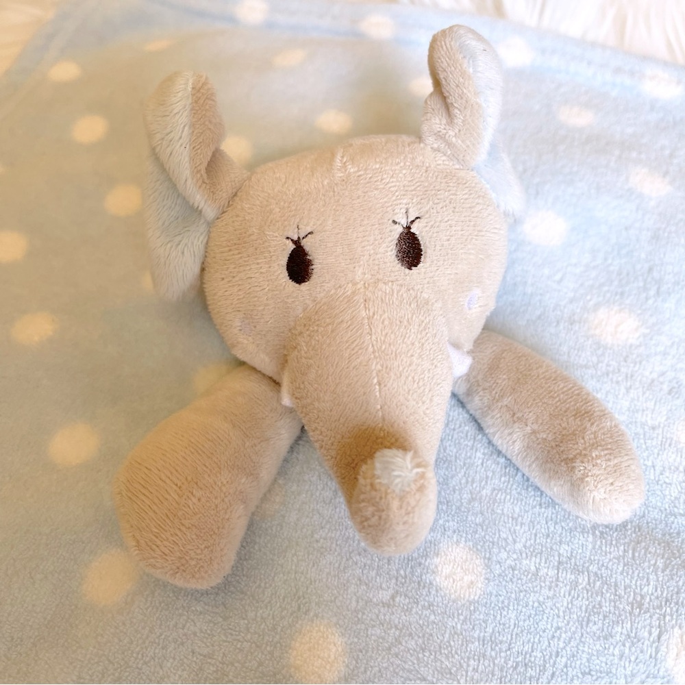 Elephant Lovey - Security Blanket - Plush - Blue & White Polka Dots - Blankie